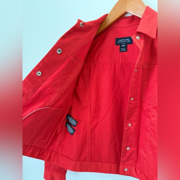 Jones New York NWT Hot Red Button Up Jacket with Silver Details Petite Size M - Picture 6 of 8